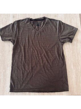 Retrofit Mens Brown V-Neck Slub Jersey Short Sleeve Casual T-Shirt Size Medium